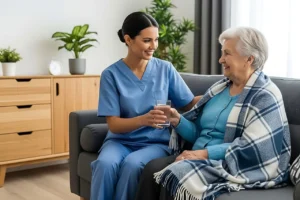 Senior care service providing compassionate home support for elder person